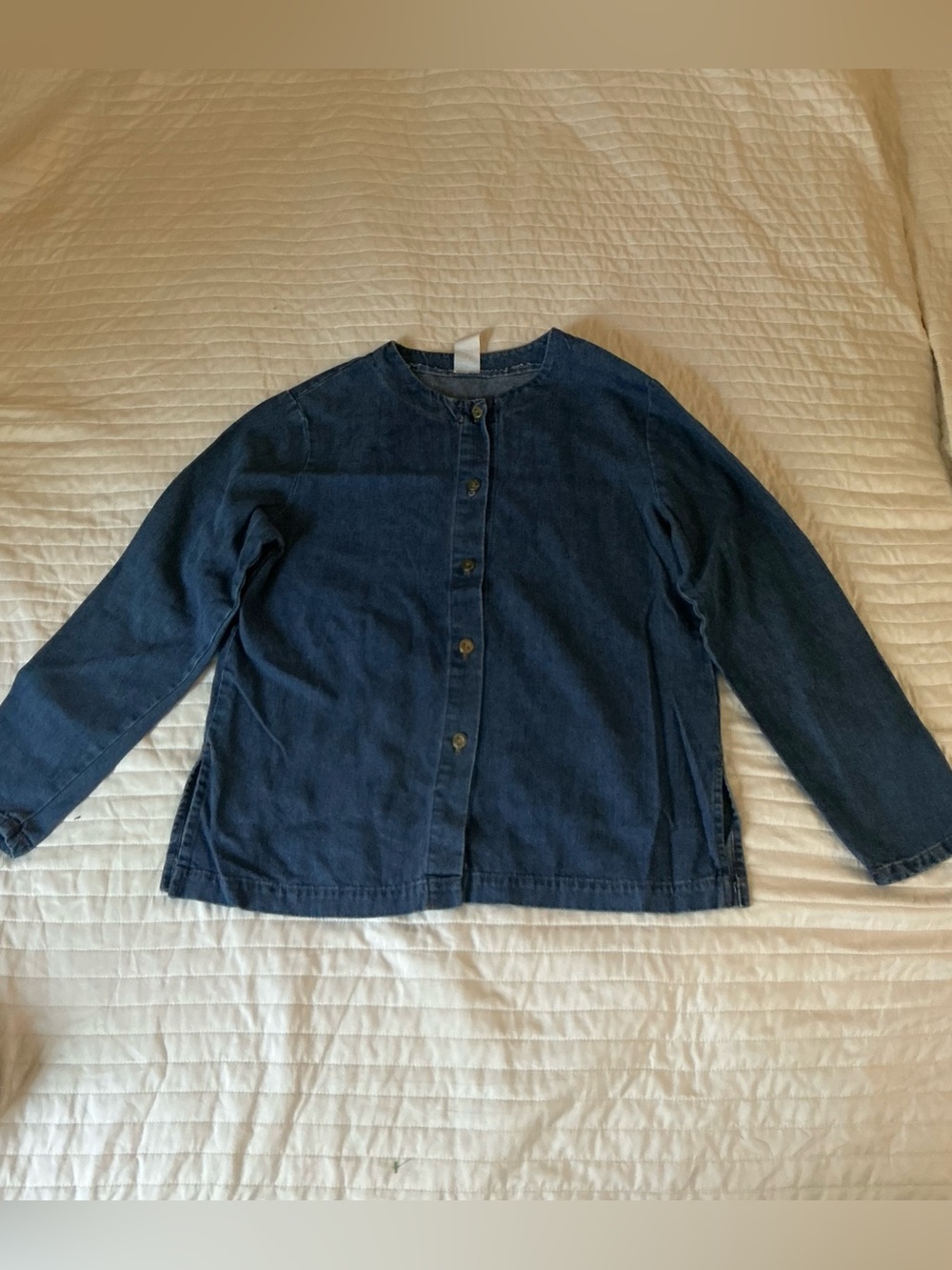 Women’s Dark Blue Button-Front Denim Blouse